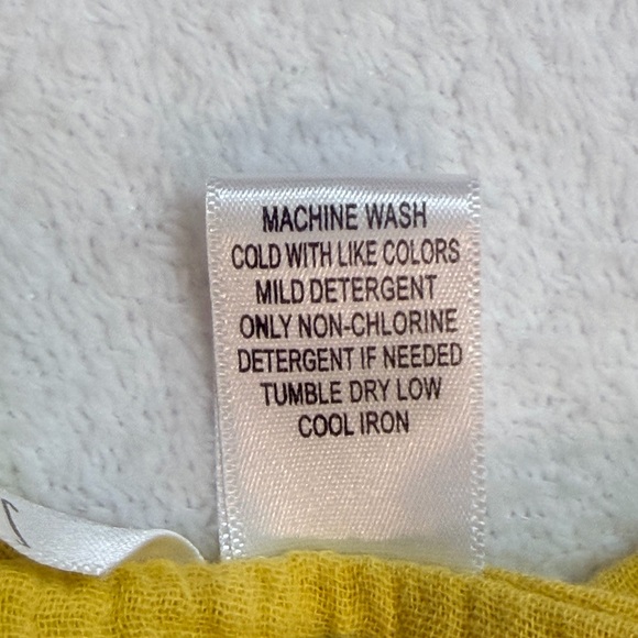 Kaktus Yellow Cotton Gauze Tie Front Button Down Cropped Shirt XS - Picture 5 of 5